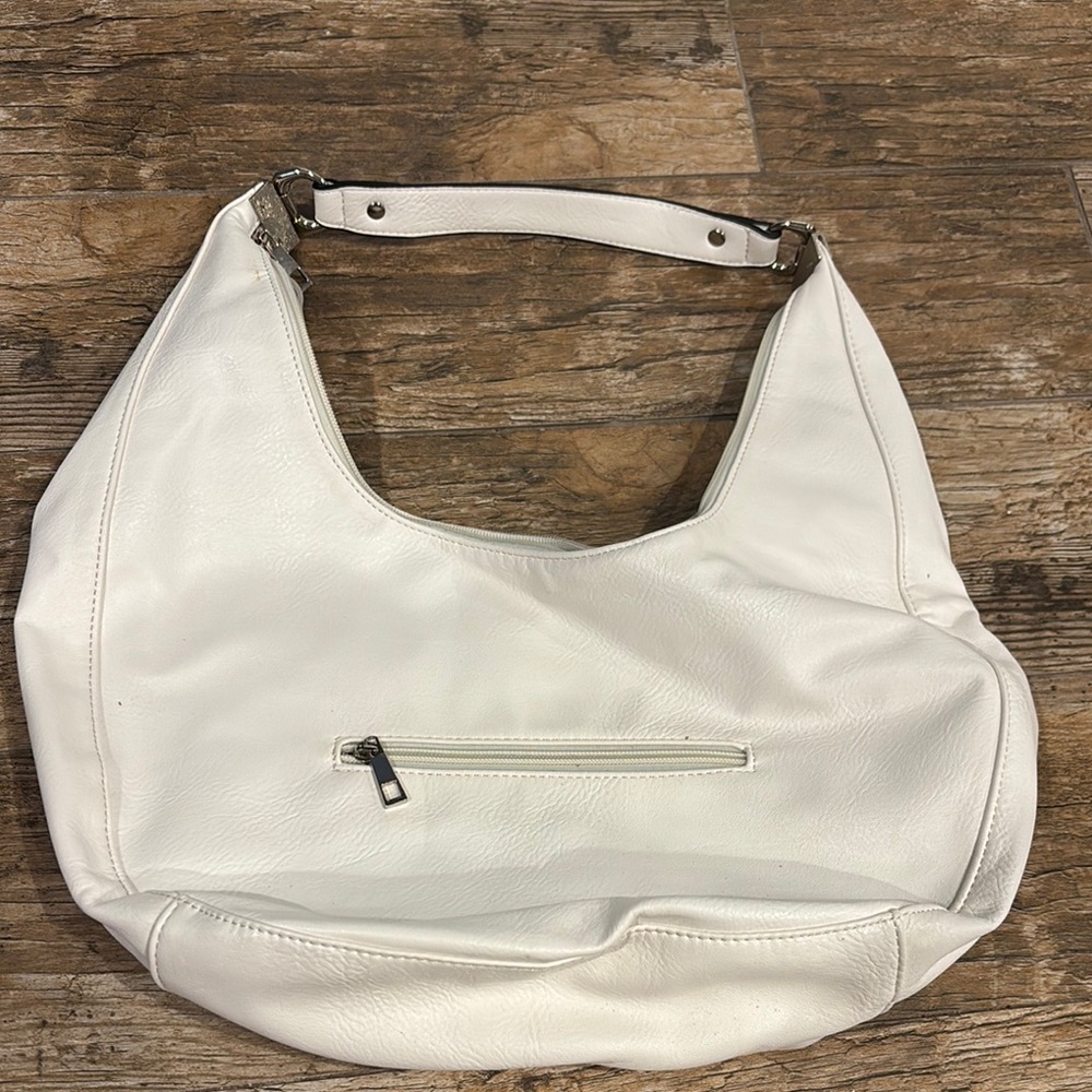 Elegant White Leather Hobo Bag